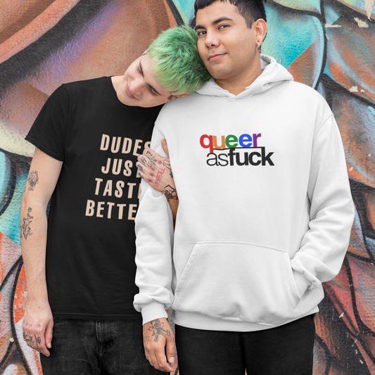 Queer As Fuck White Hoodie