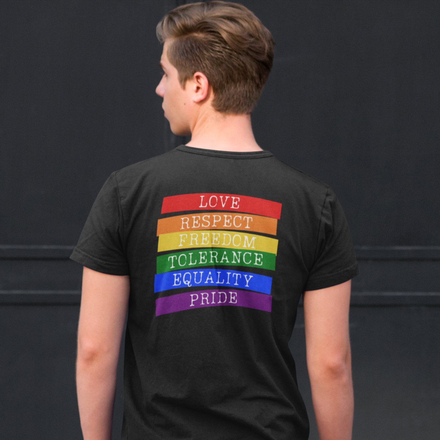 Love | Respect | Freedom | Tolerance | Equality | Pride Black T-Shirt